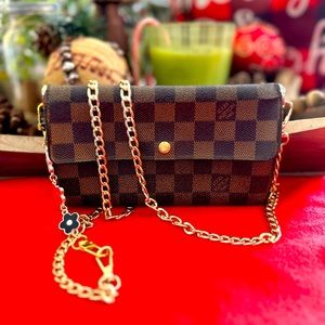 Louis Vuitton Damier Porte Feuille Sarah Long Bifold Wallet converted crossbody